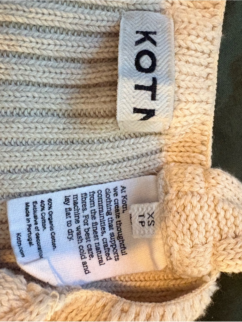 KOTN Cream Rib Knit V‑Neck Tank Top - Picture 3 of 3